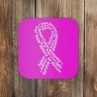Breast Cancer Warrior Ribbon Awareness Coaster thumb 0