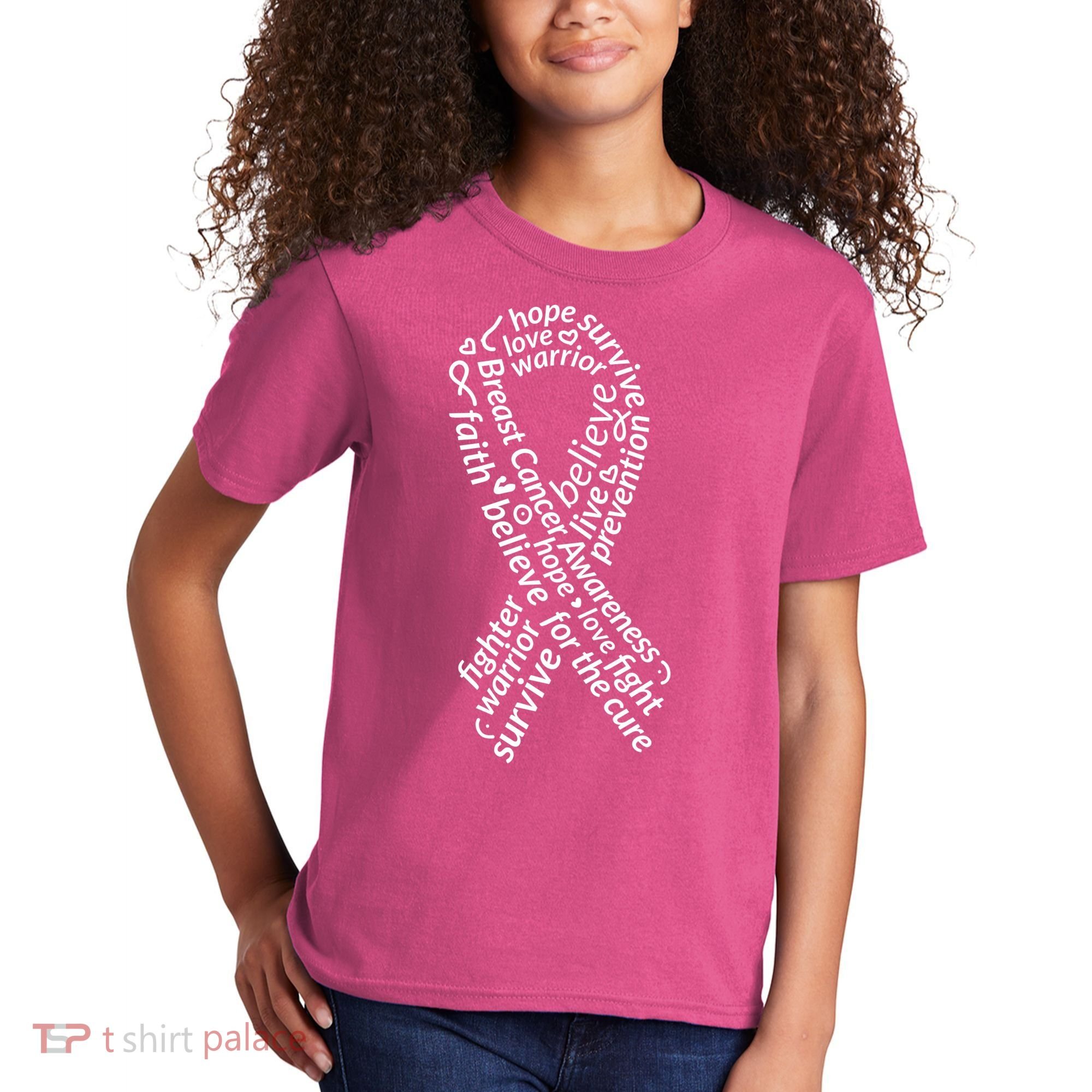 Breast Cancer Warrior Ribbon Awareness Kids T-Shirt