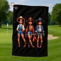 Black Cowgirl Western Rodeo Melanin Black History Texas Golf Towel thumb 1