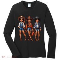 Black Cowgirl Western Rodeo Melanin Black History Texas Women's Long Sleeve Shirt thumb 0