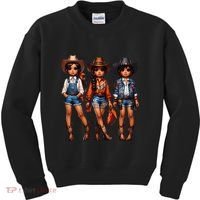 Black Cowgirl Western Rodeo Melanin Black History Texas Kids Sweatshirt thumb 0