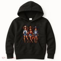 Black Cowgirl Western Rodeo Melanin Black History Texas Kids Hoodie thumb 0