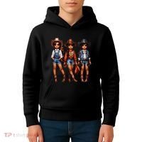 Black Cowgirl Western Rodeo Melanin Black History Texas Kids Hoodie thumb 4
