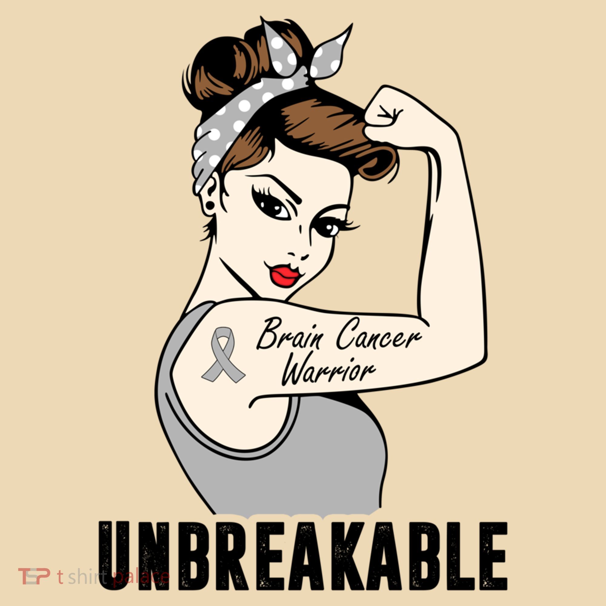 Brain Cancer Warrior Unbreakable Tee Brain Cancer Awareness Gift Tote Bag