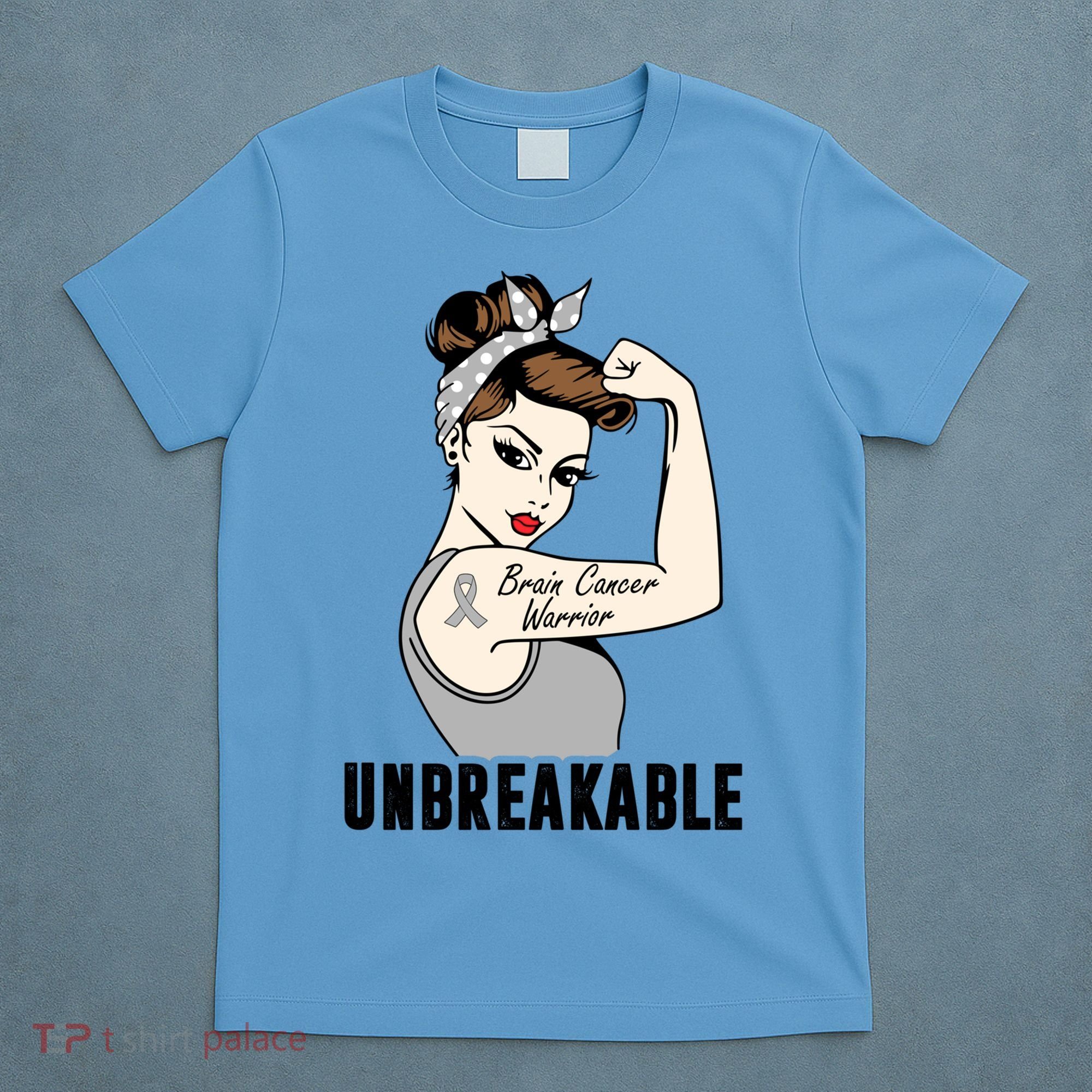 Brain Cancer Warrior Unbreakable Tee Brain Cancer Awareness Gift T-Shirt