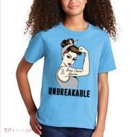 Brain Cancer Warrior Unbreakable Tee Brain Cancer Awareness Gift Kids T-Shirt thumb 2