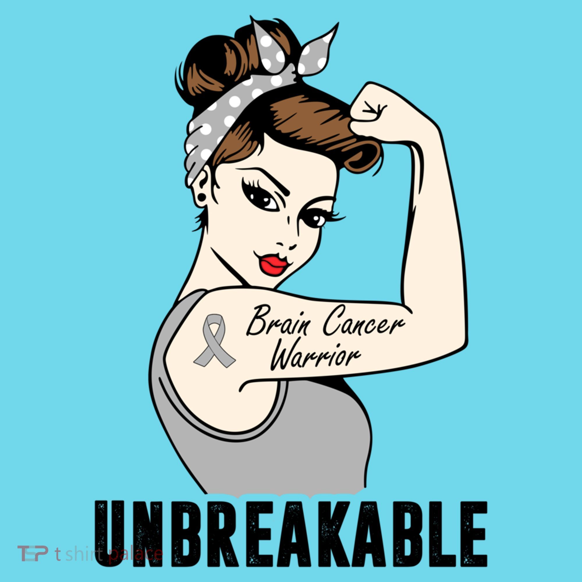 Brain Cancer Warrior Unbreakable Tee Brain Cancer Awareness Gift Kids T-Shirt