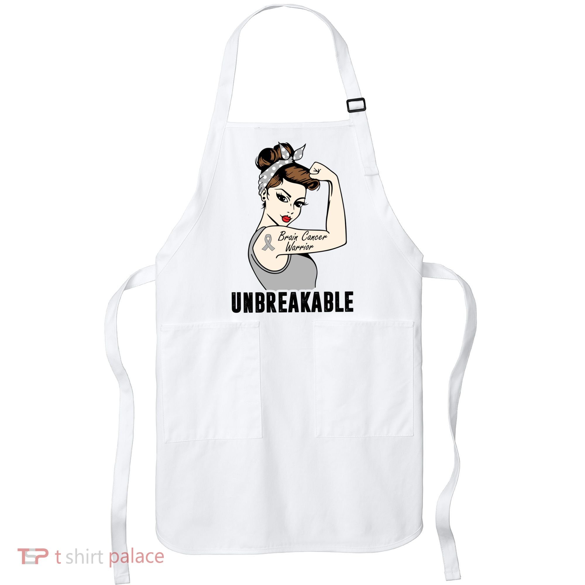 Brain Cancer Warrior Unbreakable Tee Brain Cancer Awareness Gift Apron