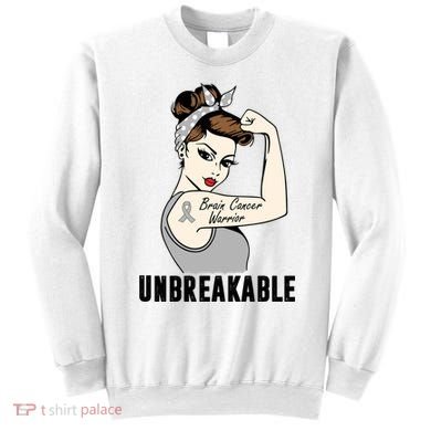 Brain Cancer Warrior Unbreakable Tee Brain Cancer Awareness Gift Sweatshirt