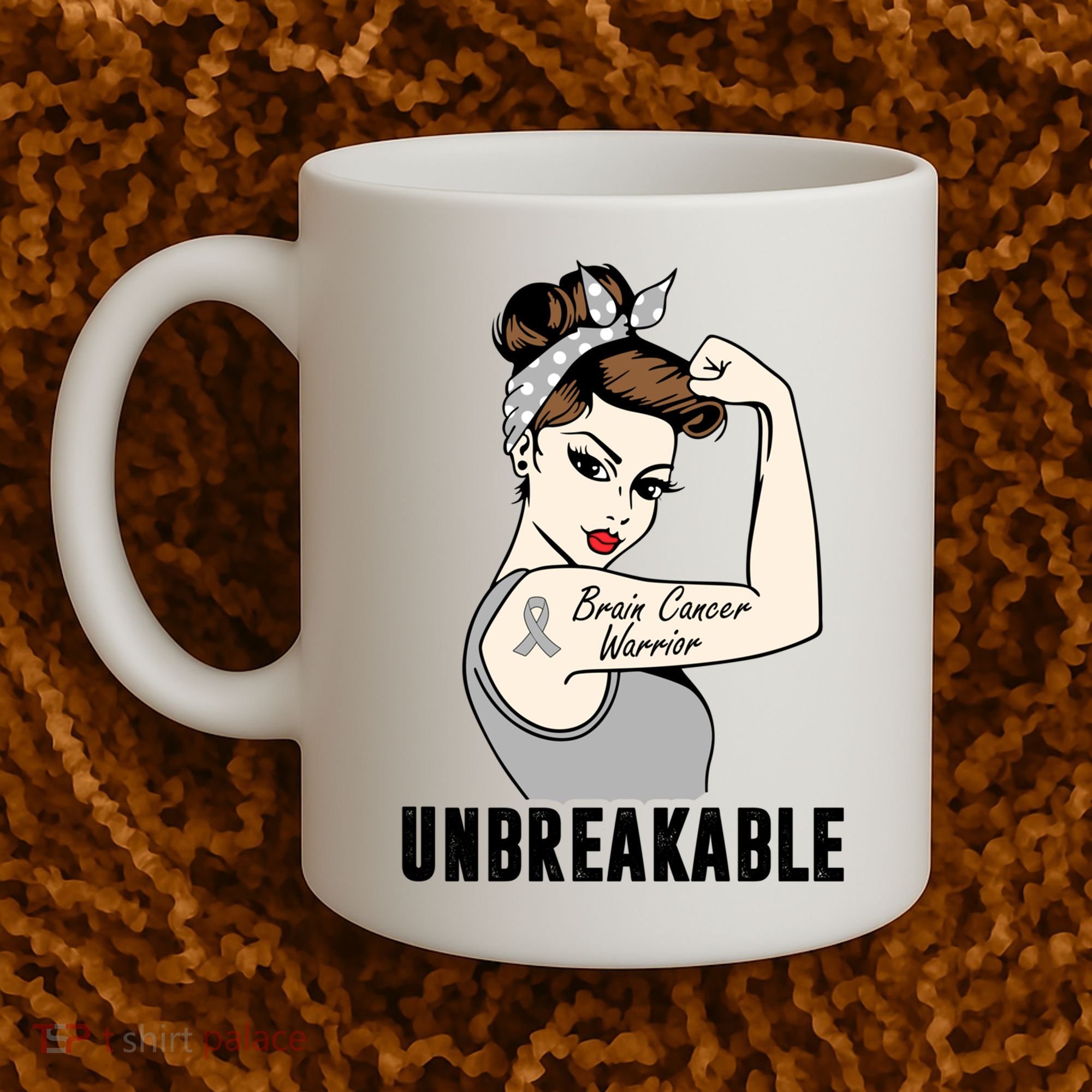 Brain Cancer Warrior Unbreakable Tee Brain Cancer Awareness Gift Coffee Mug