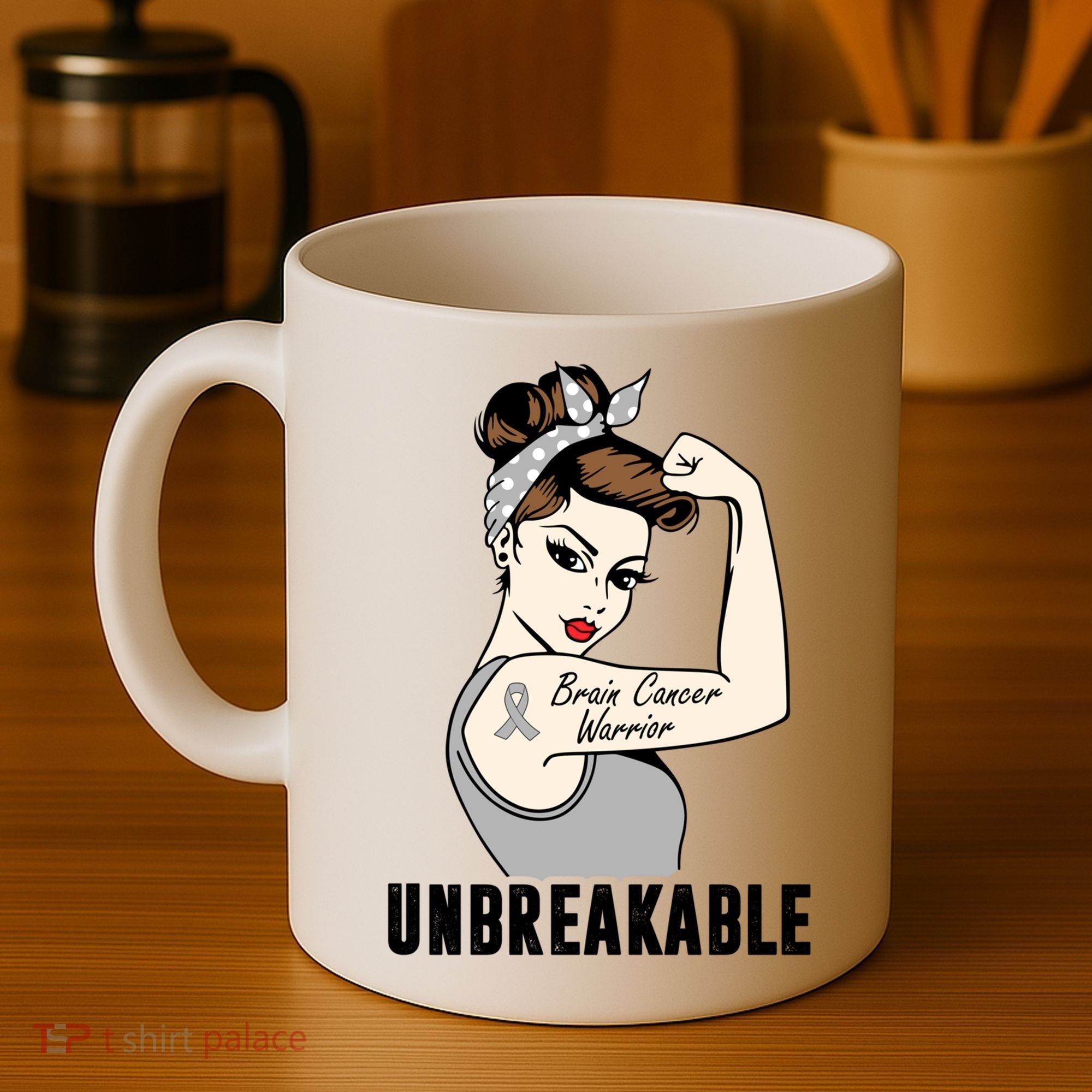Brain Cancer Warrior Unbreakable Tee Brain Cancer Awareness Gift Coffee Mug