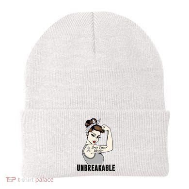 Brain Cancer Warrior Unbreakable Tee Brain Cancer Awareness Gift Beanie