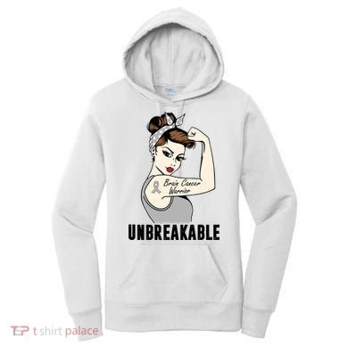 Brain Cancer Warrior Unbreakable Tee Brain Cancer Awareness Gift Women's Hoodie