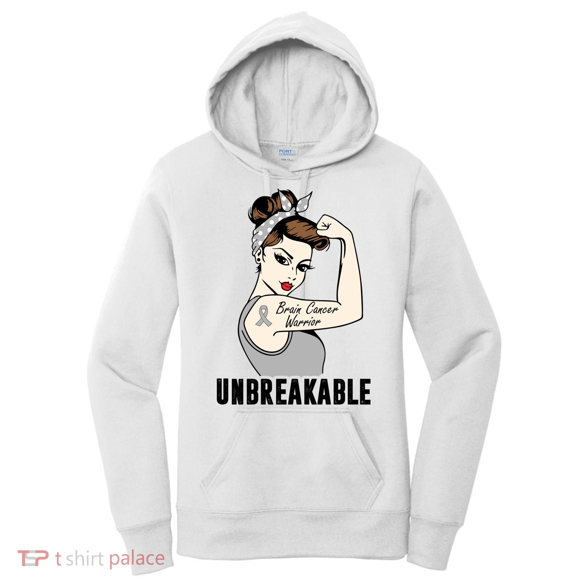 Brain Cancer Warrior Unbreakable Tee Brain Cancer Awareness Gift Women's Hoodie