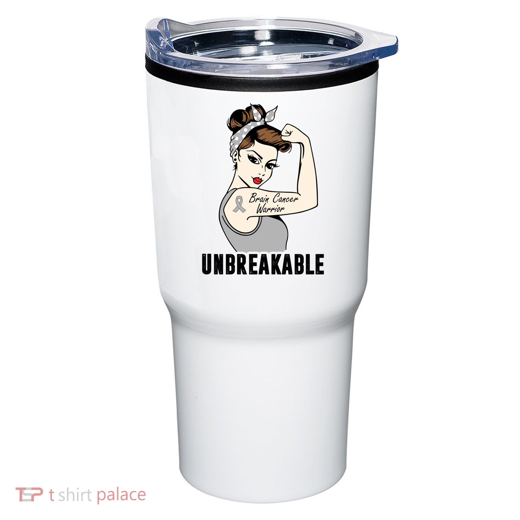 Brain Cancer Warrior Unbreakable Tee Brain Cancer Awareness Gift Tumbler