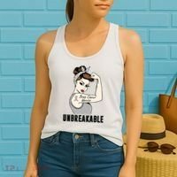 Brain Cancer Warrior Unbreakable Tee Brain Cancer Awareness Gift Women's Tank Top thumb 2