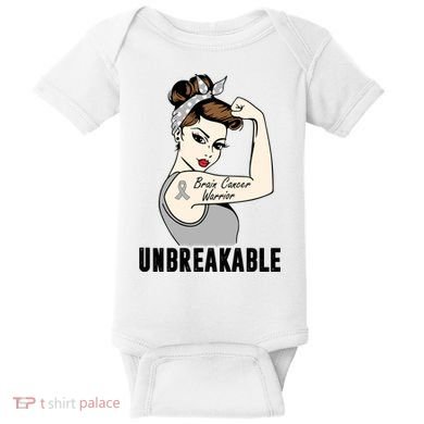 Brain Cancer Warrior Unbreakable Tee Brain Cancer Awareness Gift Baby Bodysuit