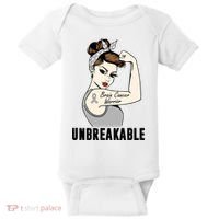 Brain Cancer Warrior Unbreakable Tee Brain Cancer Awareness Gift Baby Bodysuit thumb 0