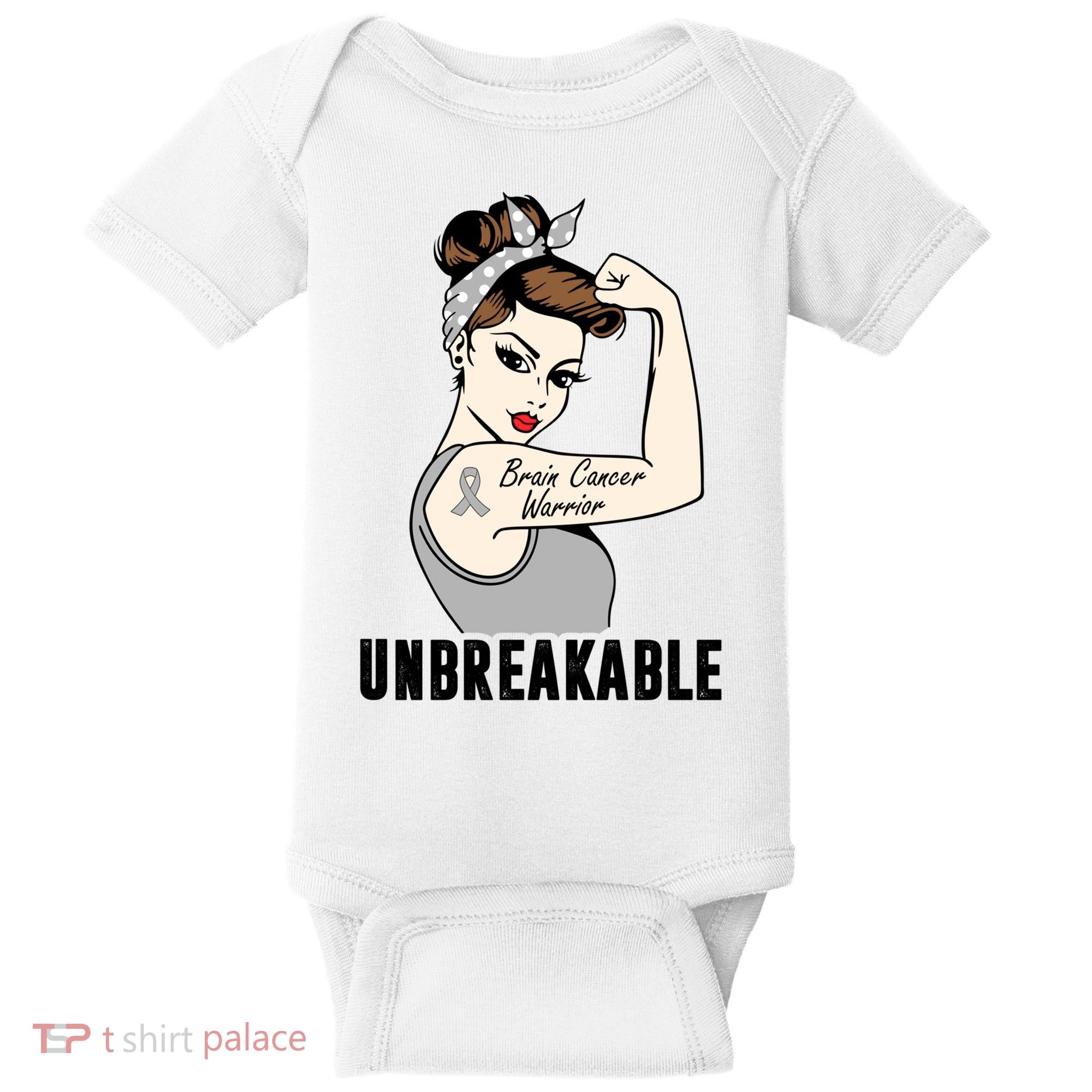 Brain Cancer Warrior Unbreakable Tee Brain Cancer Awareness Gift Baby Bodysuit