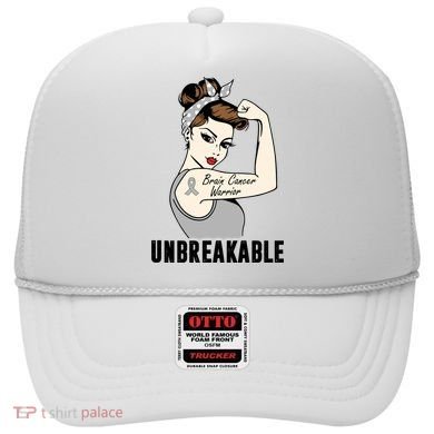 Brain Cancer Warrior Unbreakable Tee Brain Cancer Awareness Gift Hat