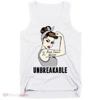 Brain Cancer Warrior Unbreakable Tee Brain Cancer Awareness Gift Tank Top thumb 0
