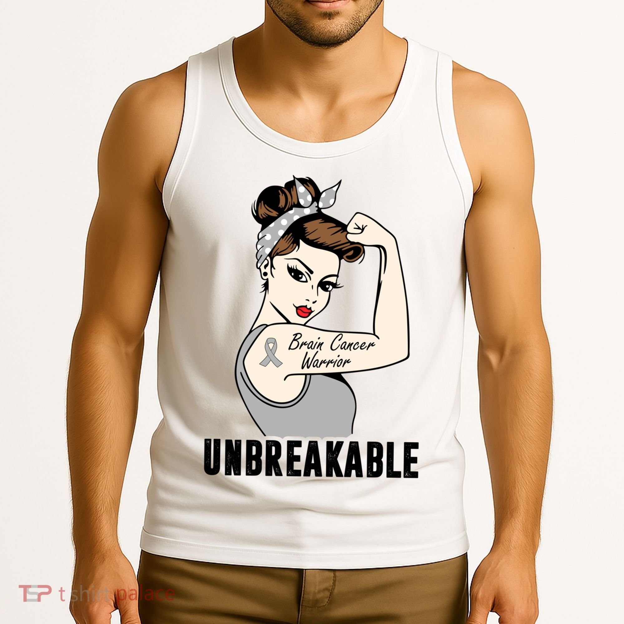 Brain Cancer Warrior Unbreakable Tee Brain Cancer Awareness Gift Tank Top