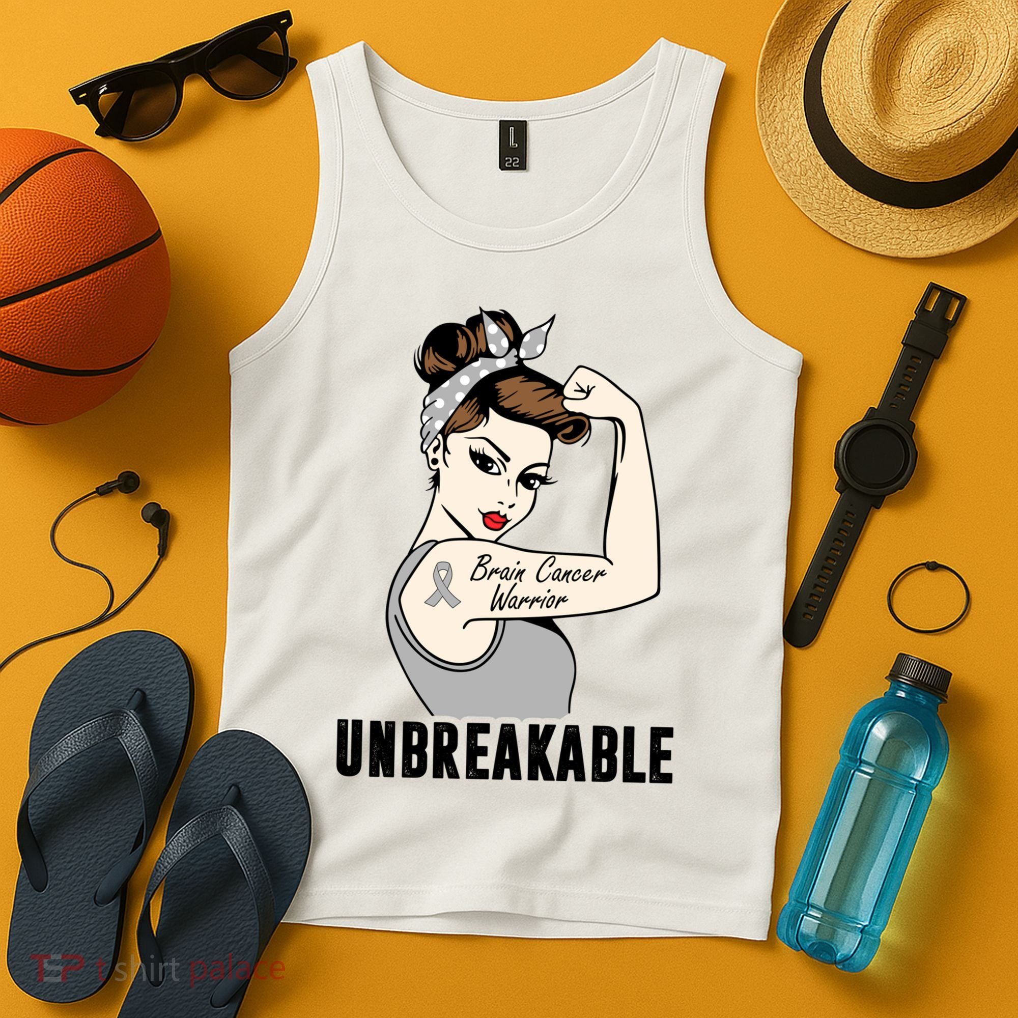Brain Cancer Warrior Unbreakable Tee Brain Cancer Awareness Gift Tank Top
