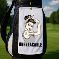 Brain Cancer Warrior Unbreakable Tee Brain Cancer Awareness Gift Golf Towel thumb 2