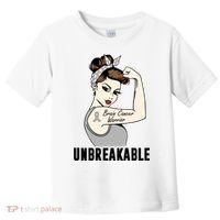 Brain Cancer Warrior Unbreakable Tee Brain Cancer Awareness Gift Toddler T-Shirt thumb 0