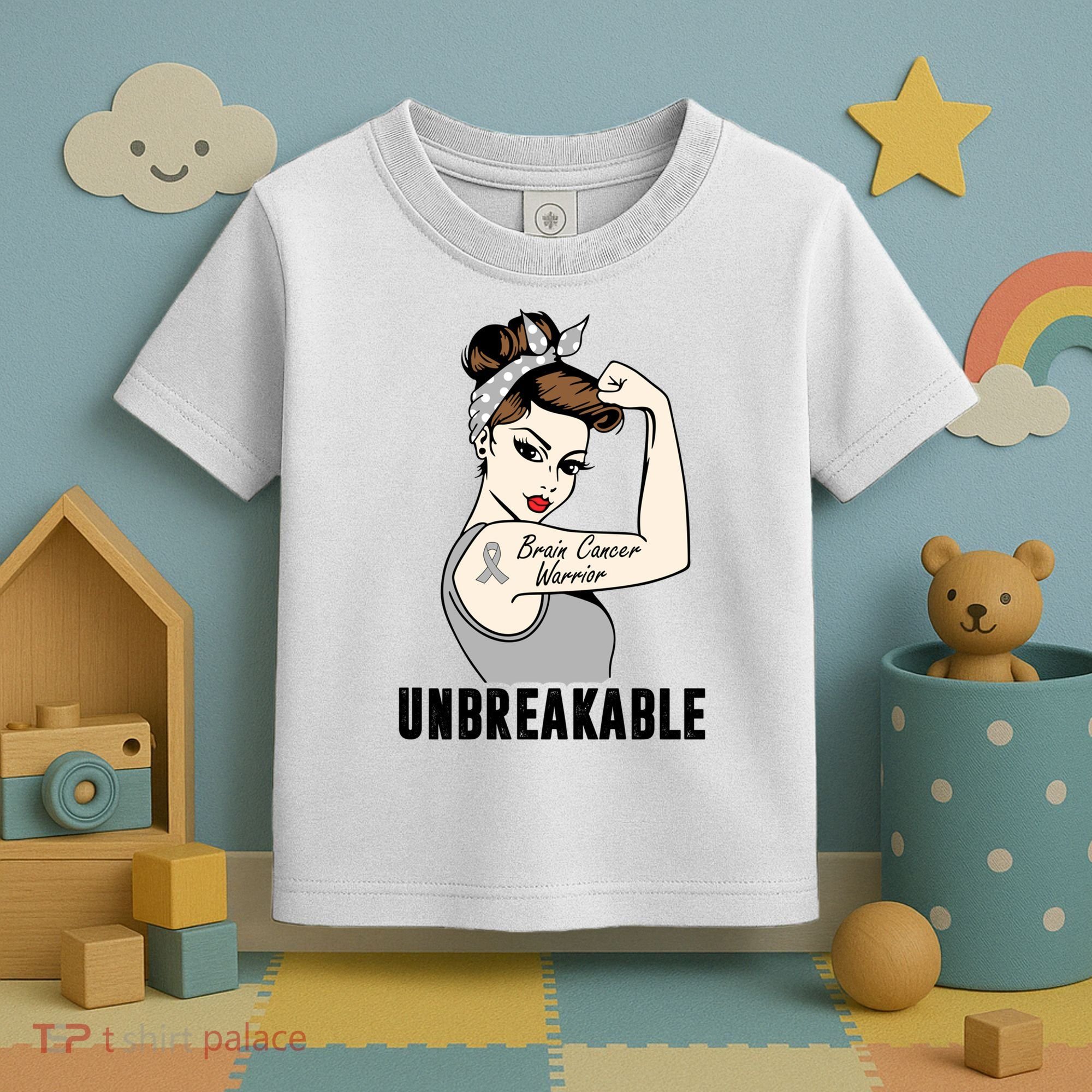 Brain Cancer Warrior Unbreakable Tee Brain Cancer Awareness Gift Toddler T-Shirt