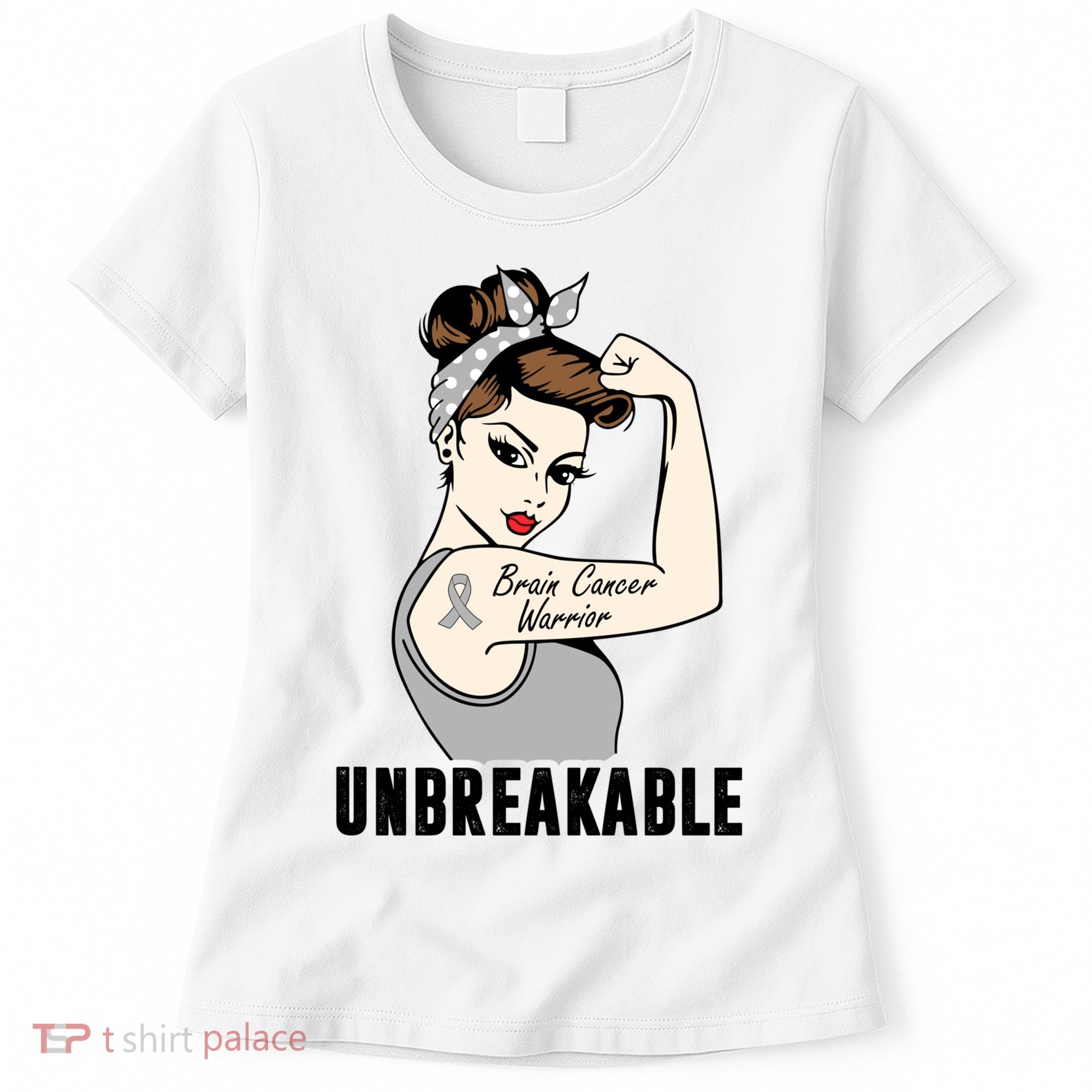 Brain Cancer Warrior Unbreakable Tee Brain Cancer Awareness Gift Women's T-Shirt