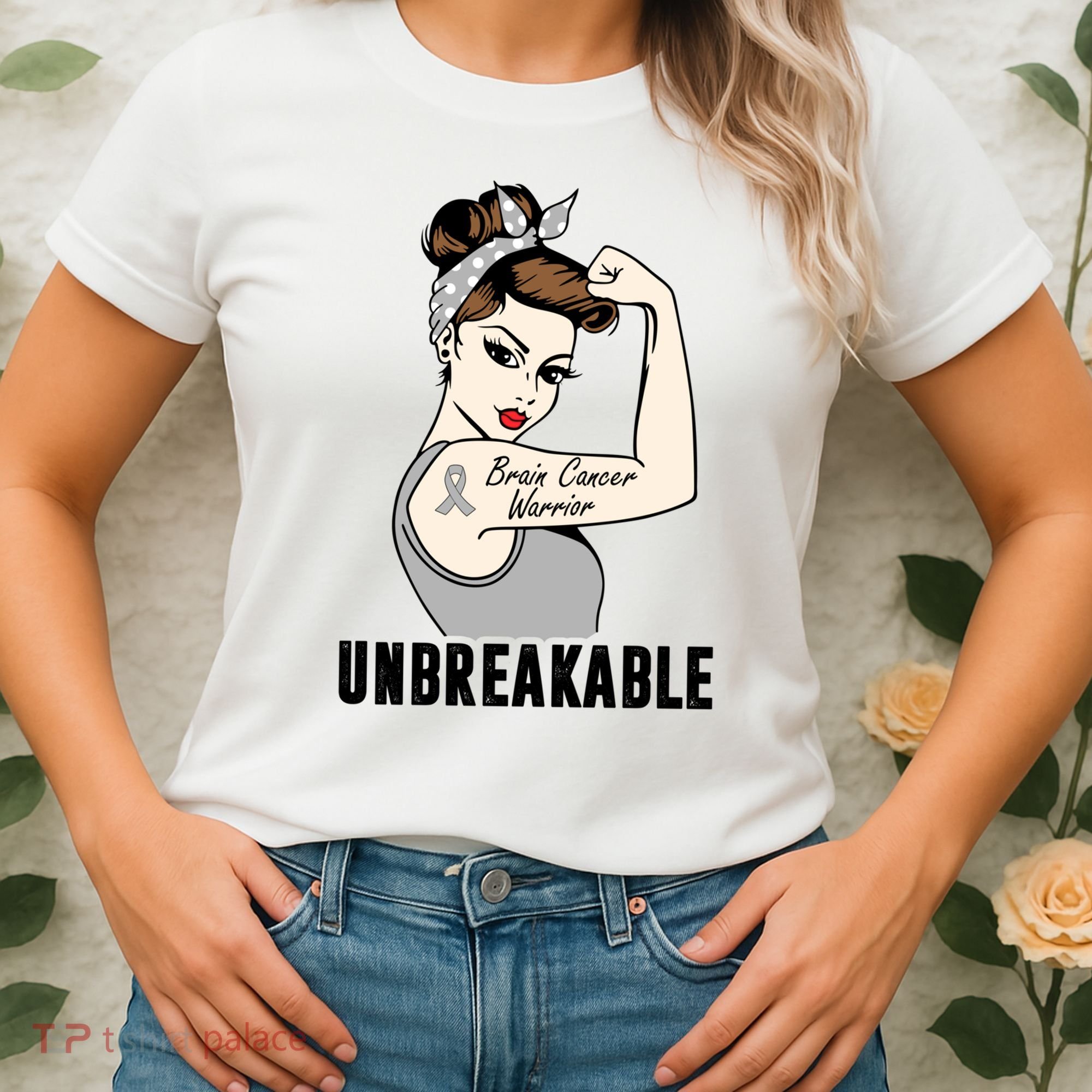 Brain Cancer Warrior Unbreakable Tee Brain Cancer Awareness Gift Women's T-Shirt