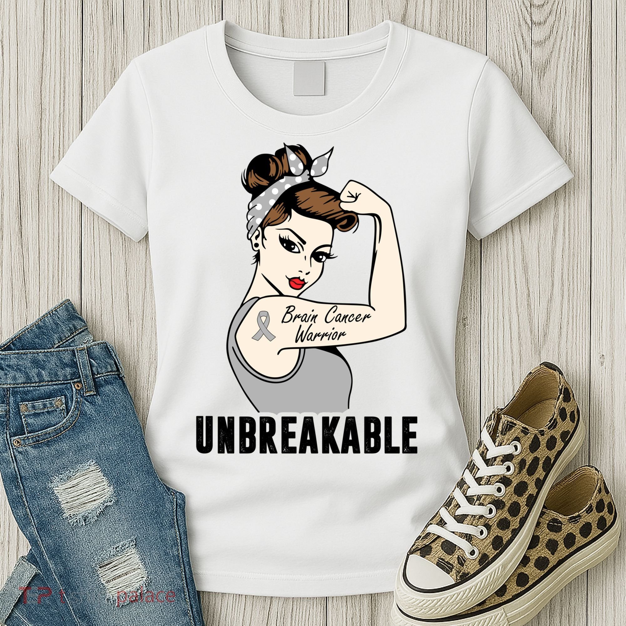 Brain Cancer Warrior Unbreakable Tee Brain Cancer Awareness Gift Women's T-Shirt