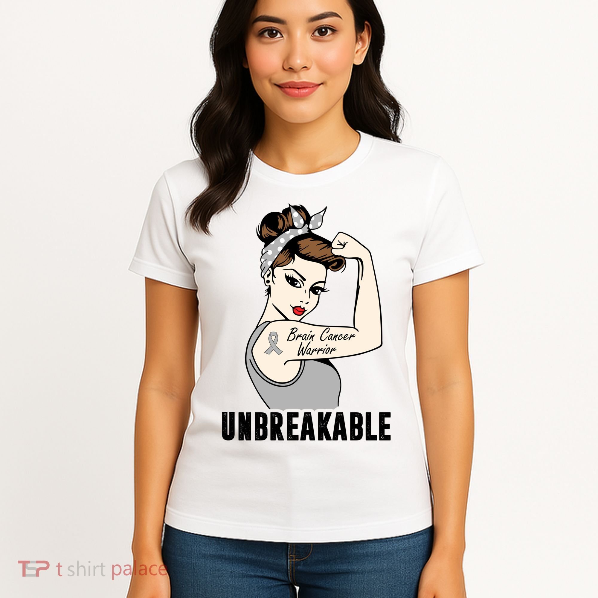 Brain Cancer Warrior Unbreakable Tee Brain Cancer Awareness Gift Women's T-Shirt