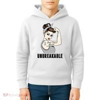 Brain Cancer Warrior Unbreakable Tee Brain Cancer Awareness Gift Kids Hoodie thumb 4