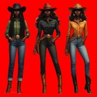 Black Cowgirl Western Rodeo Melanin Black History Texas Santa Hat thumb 1