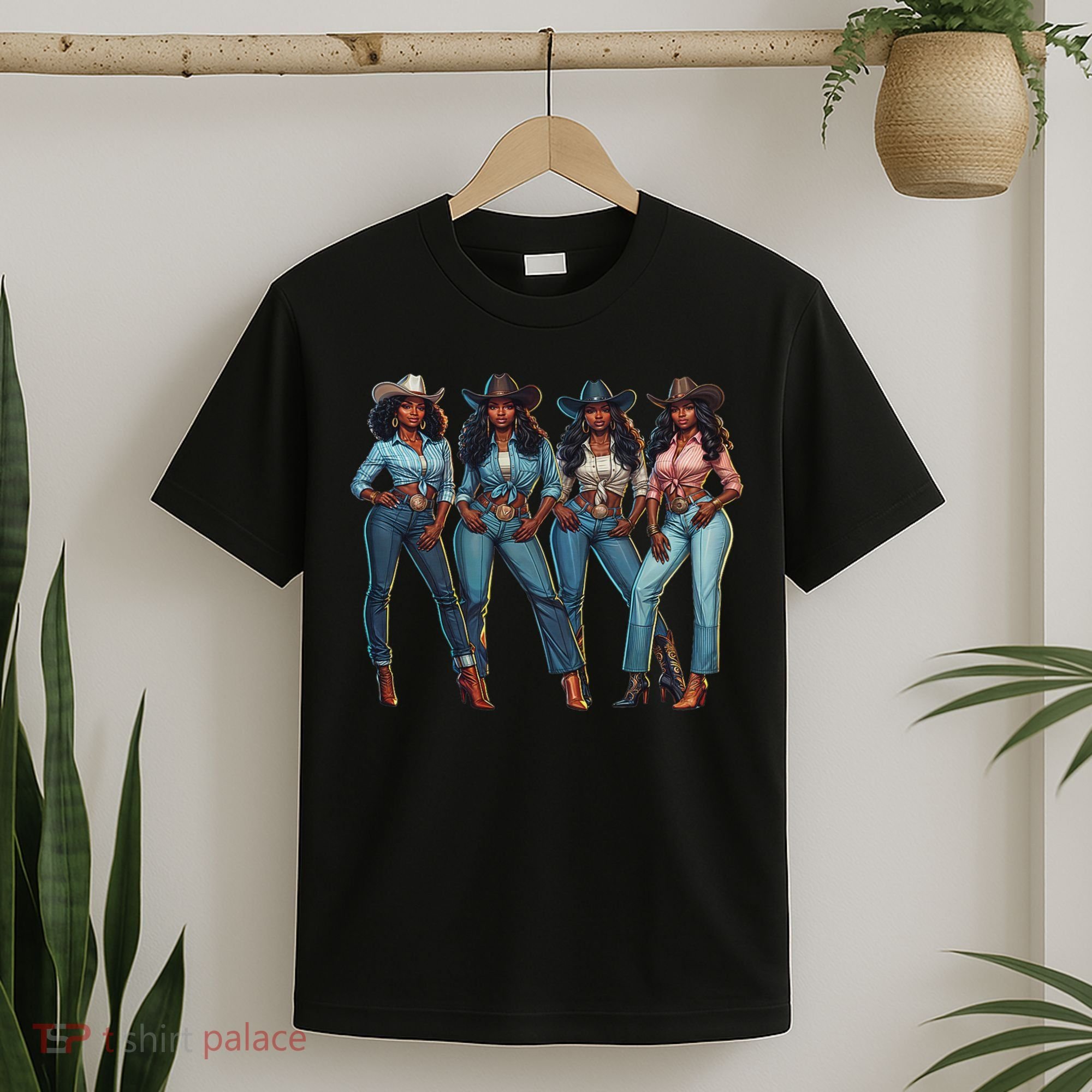 Black Cowgirl Western Rodeo Melanin Qween Black Girl T-Shirt