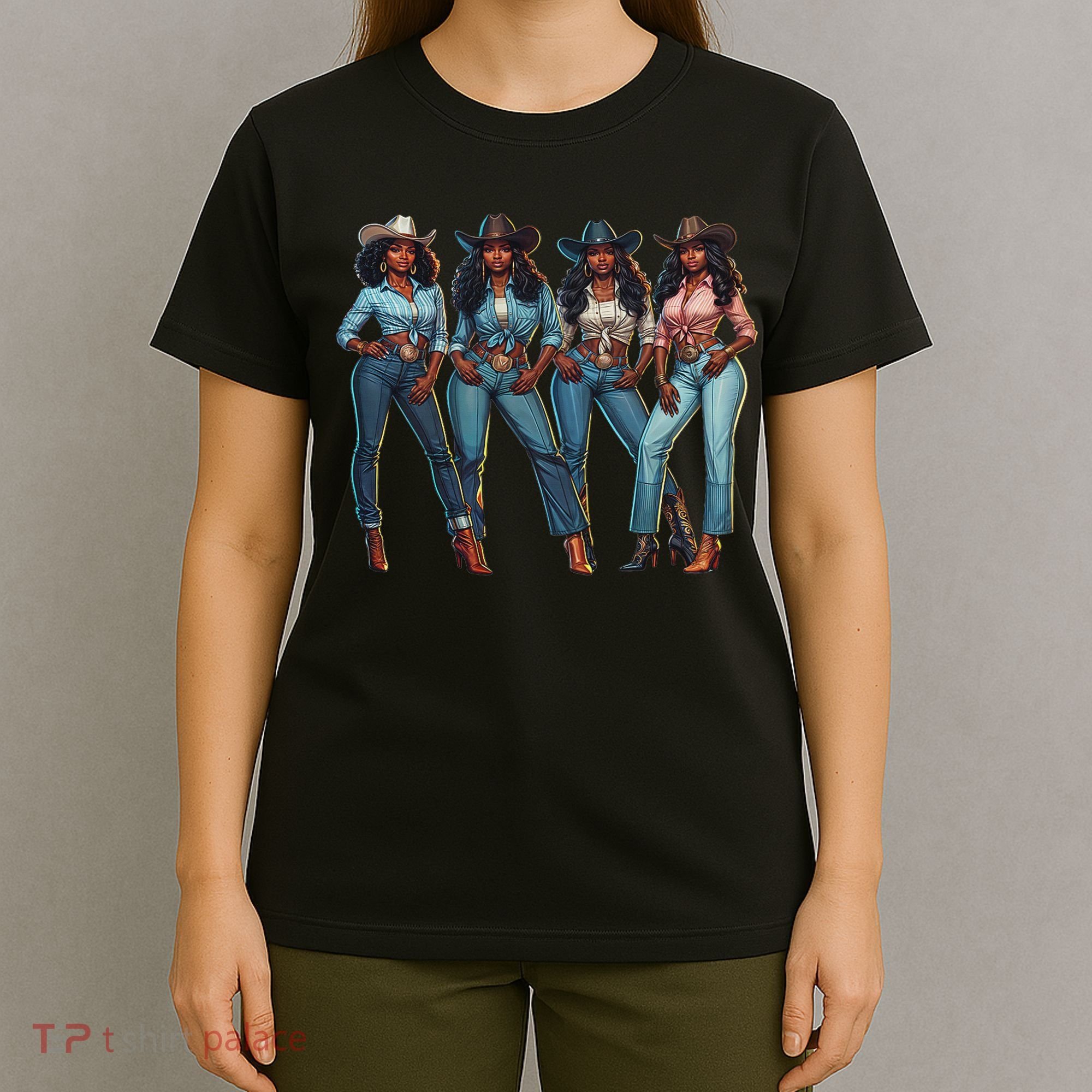 Black Cowgirl Western Rodeo Melanin Qween Black Girl T-Shirt