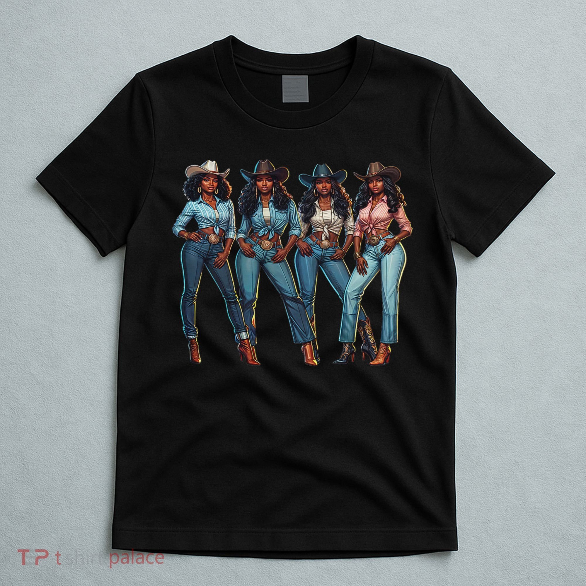 Black Cowgirl Western Rodeo Melanin Qween Black Girl T-Shirt
