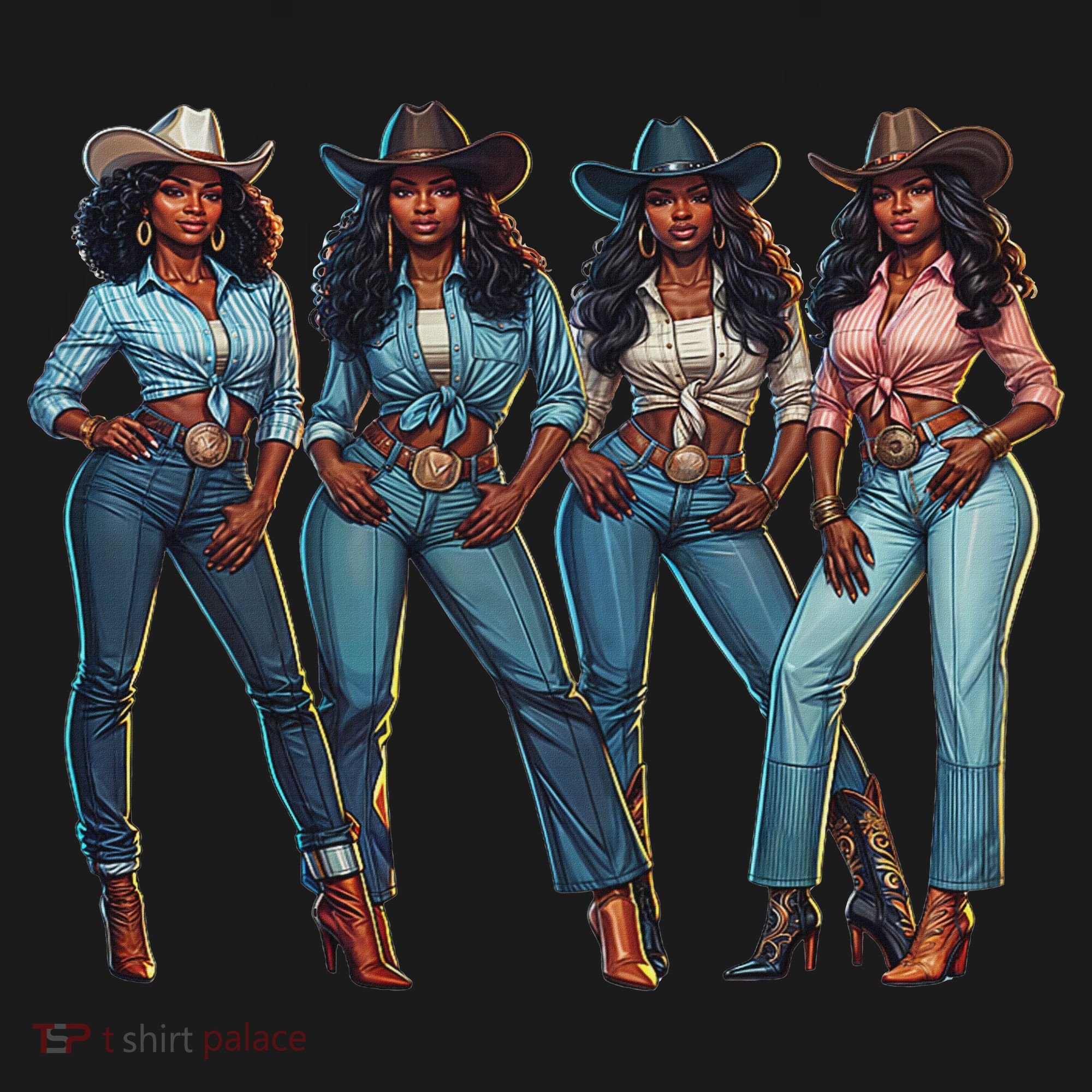 Black Cowgirl Western Rodeo Melanin Qween Black Girl T-Shirt