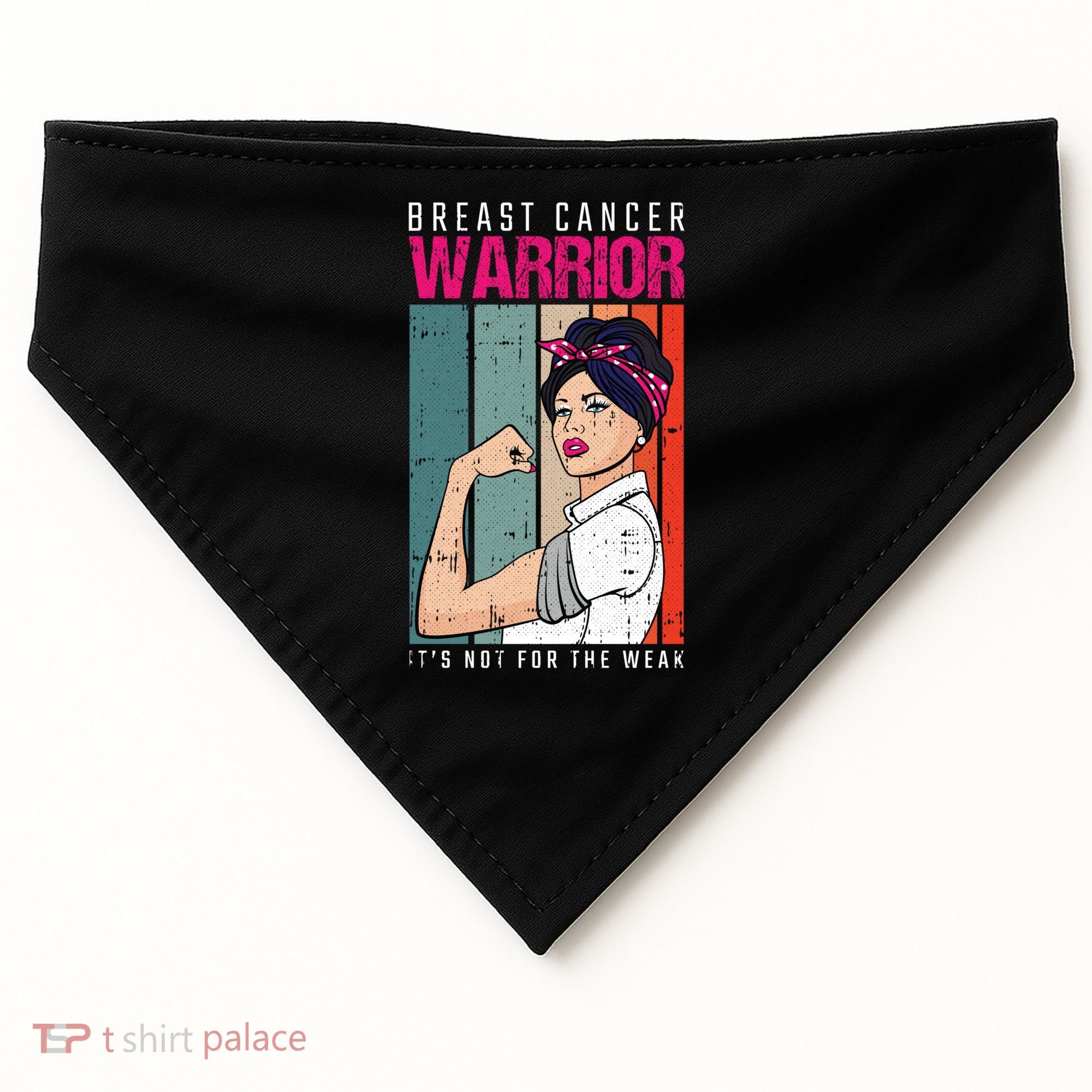 Breast Cancer Warrior Retro Unbreakable Survivor Fighter Gift USA-Made Doggie Bandana