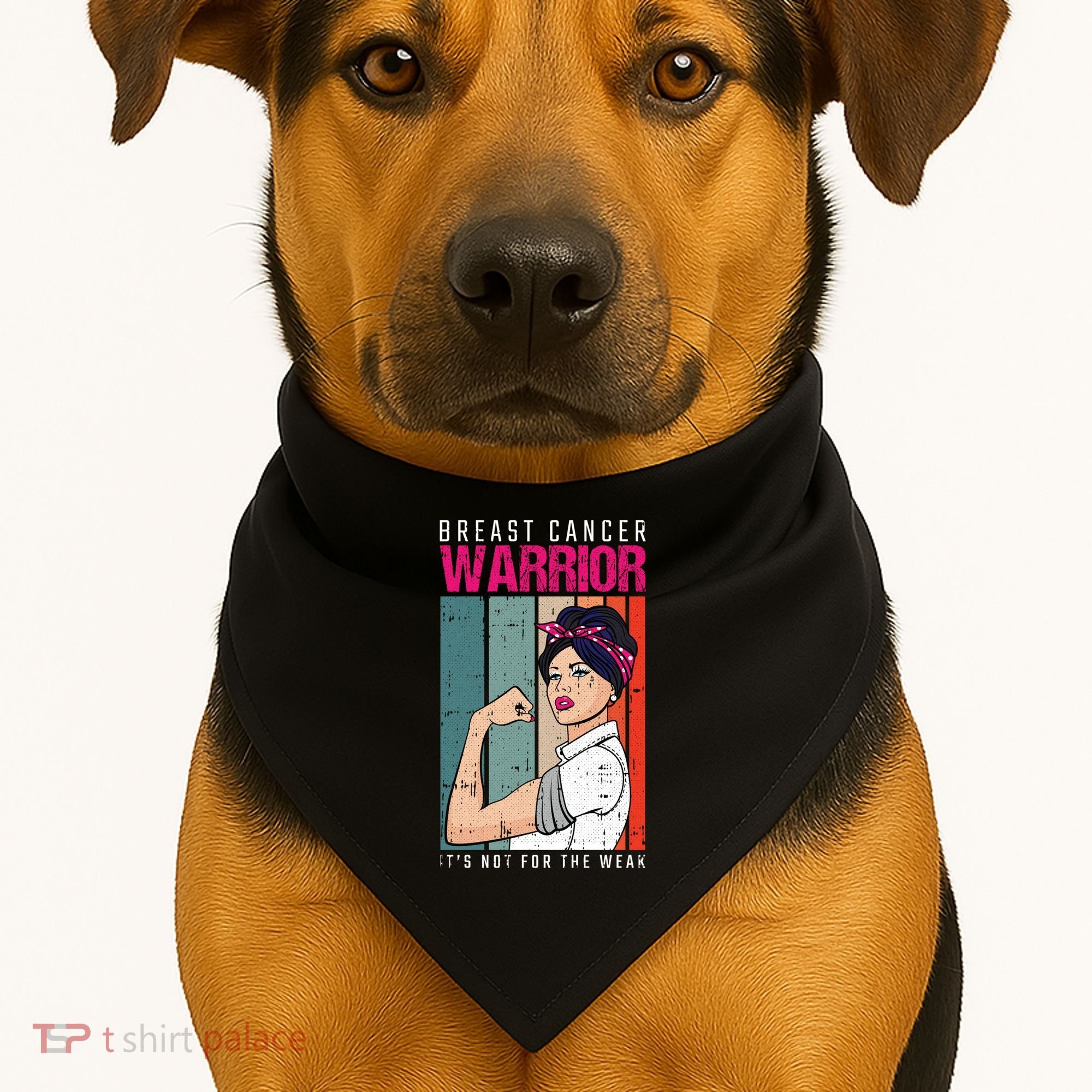 Breast Cancer Warrior Retro Unbreakable Survivor Fighter Gift USA-Made Doggie Bandana