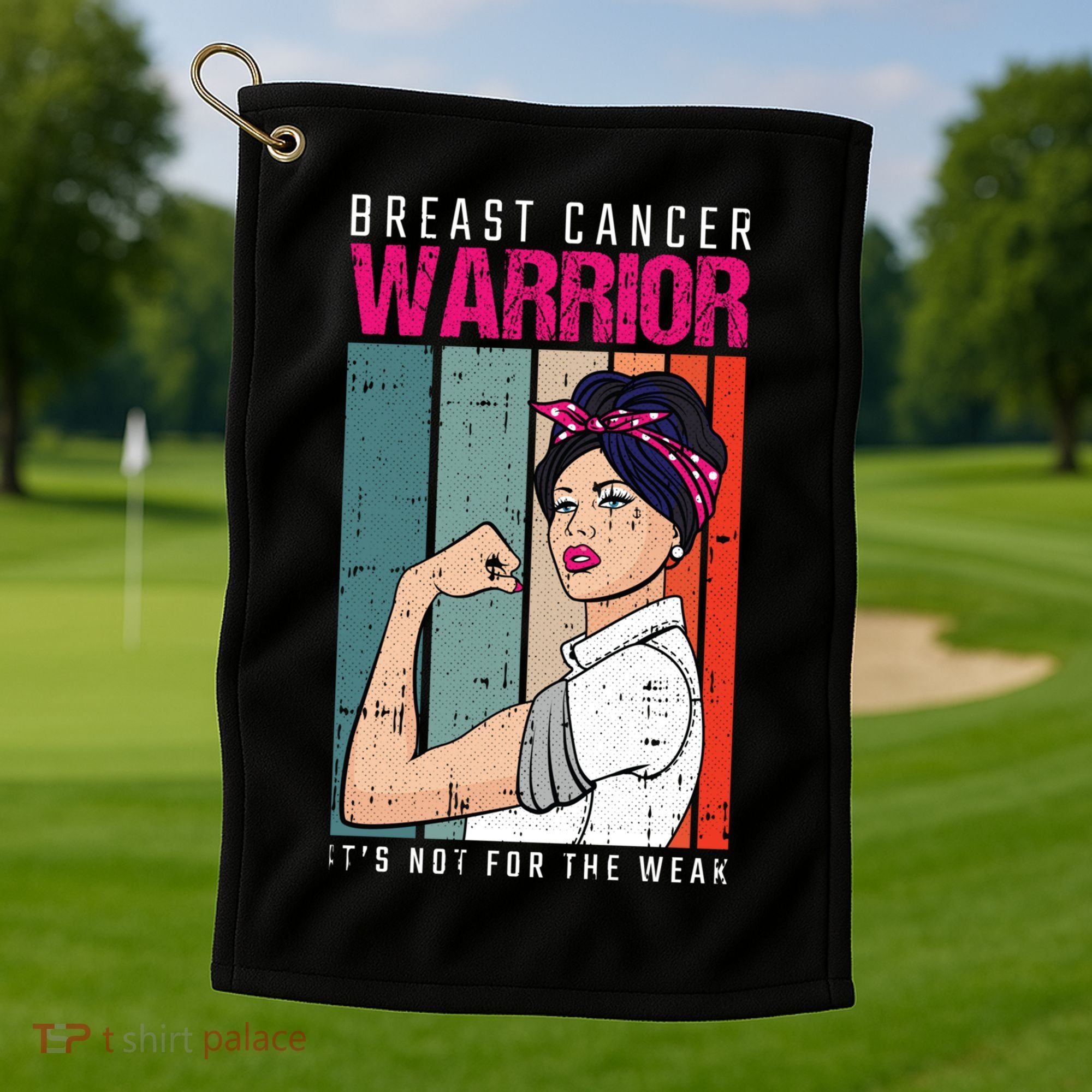Breast Cancer Warrior Retro Unbreakable Survivor Fighter Gift Golf Towel