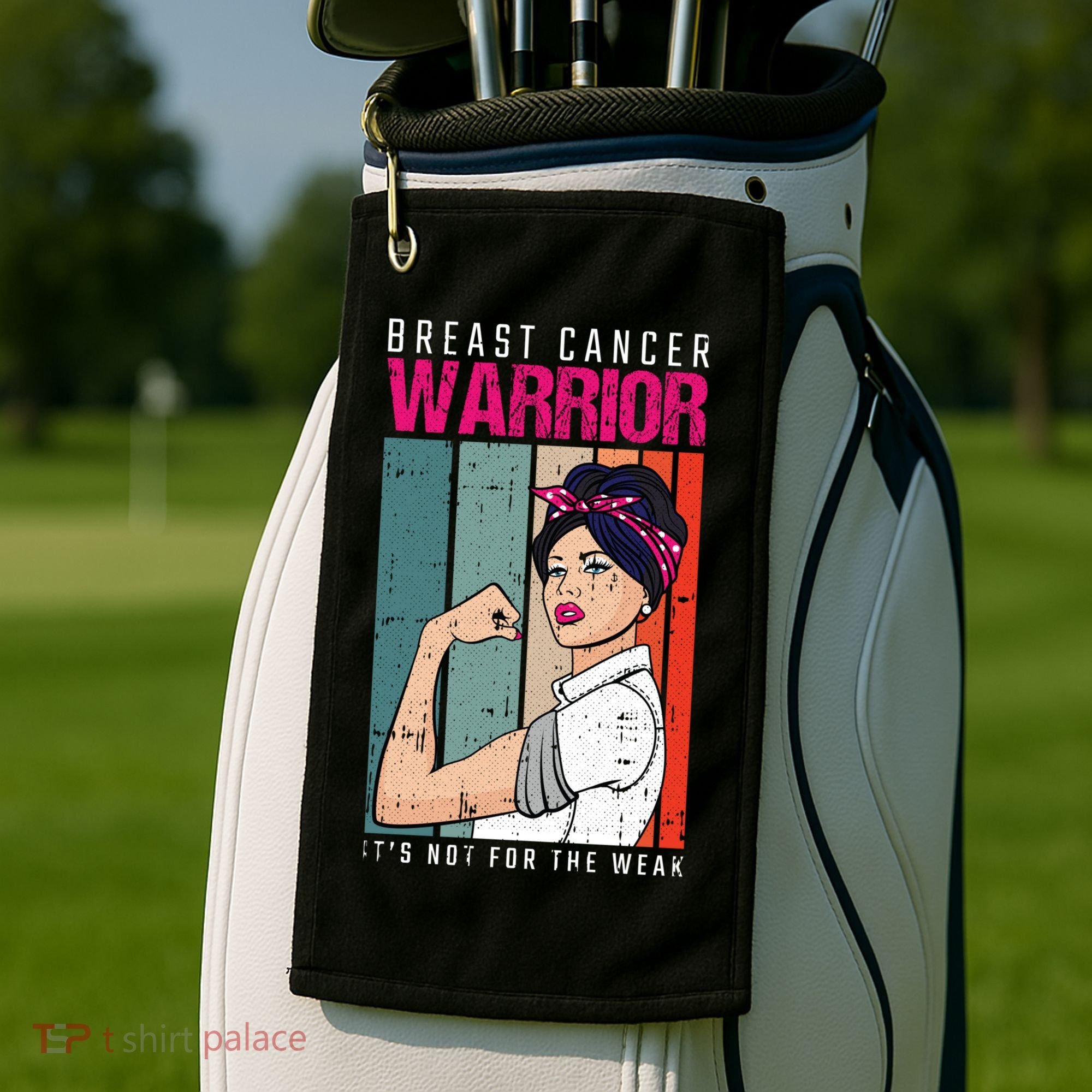 Breast Cancer Warrior Retro Unbreakable Survivor Fighter Gift Golf Towel