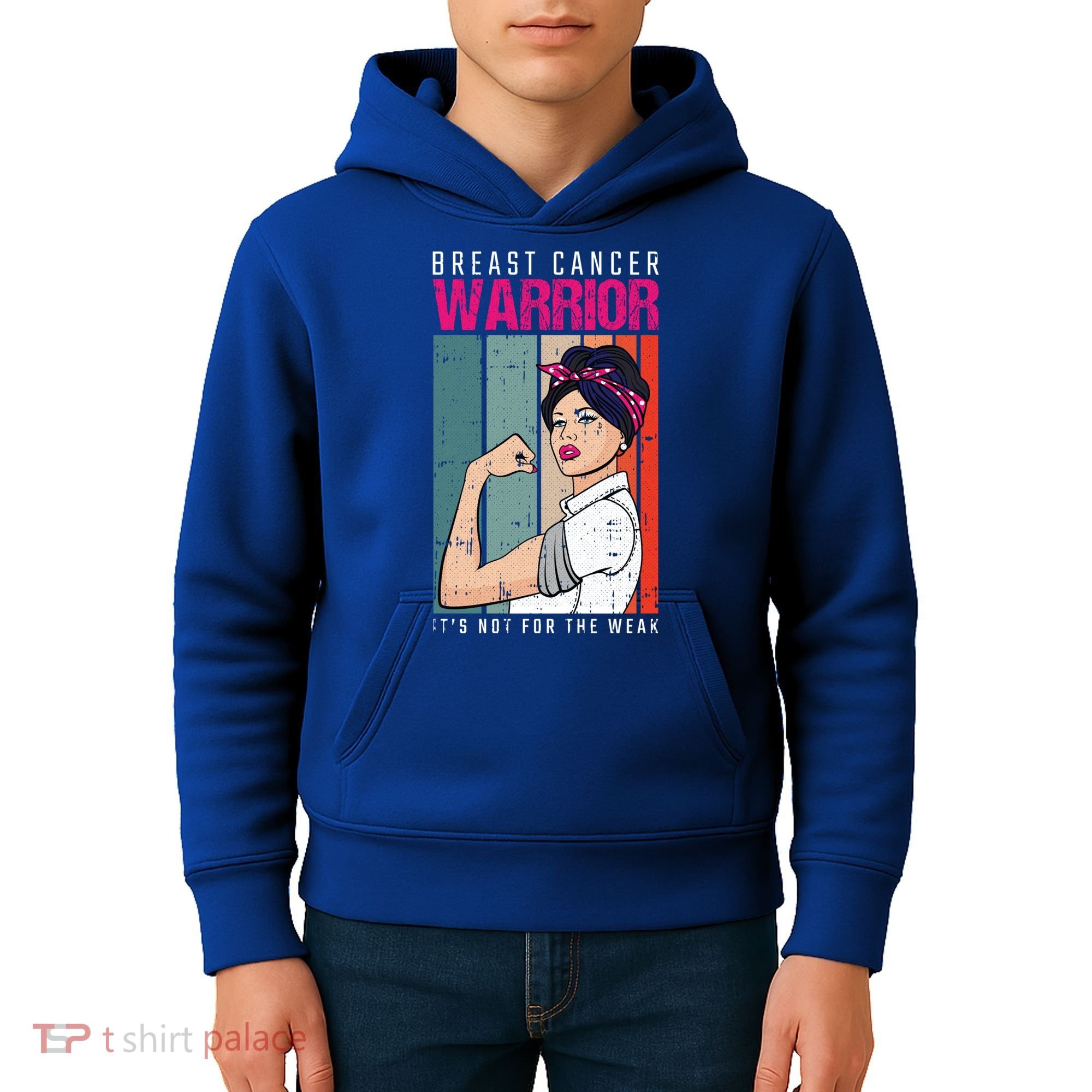 Breast Cancer Warrior Retro Unbreakable Survivor Fighter Gift Kids Hoodie