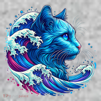 Blue Cat Wave Illustrations The Baniff Cuffed Pom Beanie thumb 2