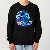 Blue Cat Wave Illustrations Women's Sweatshirt thumb 0