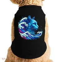 Blue Cat Wave Illustrations Doggie Tank thumb 0