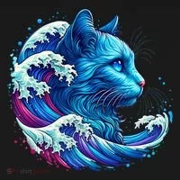 Blue Cat Wave Illustrations Doggie Tank thumb 4
