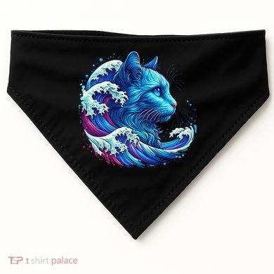 Blue Cat Wave Illustrations USA-Made Doggie Bandana